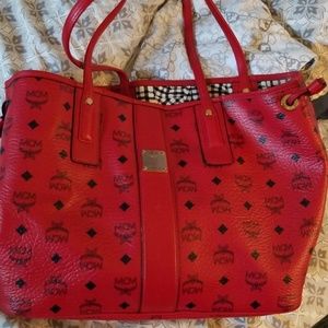 EUC MCM  med tote red color